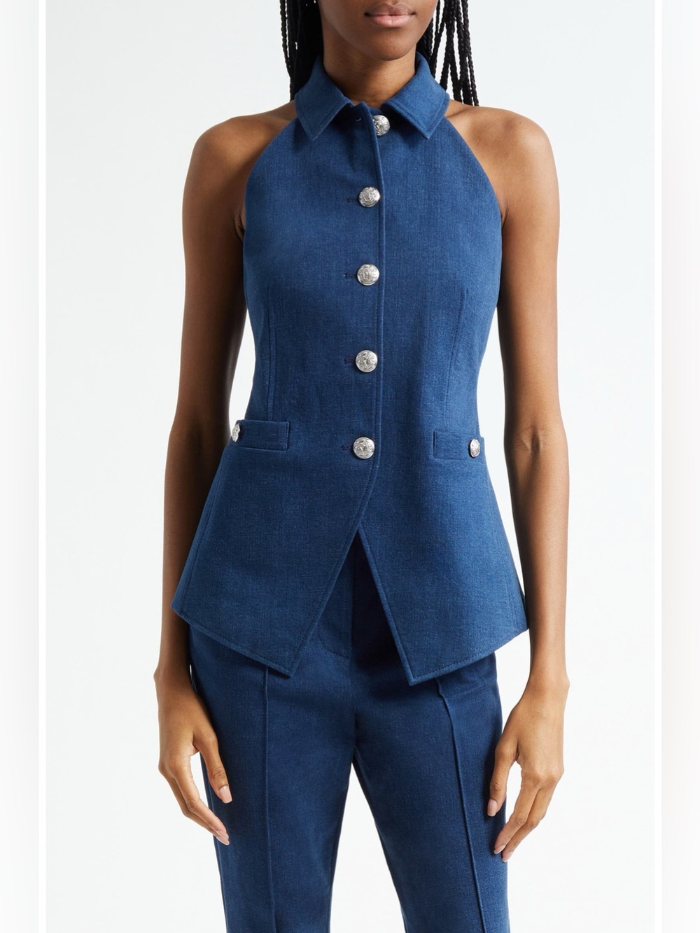 NWT $498 Veronica Beard Orlinda Vest in Moody Blue